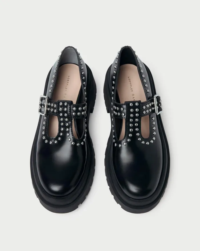 Women Flats and Loafers Loeffler Randall Verona BlackSilver Mary Jane