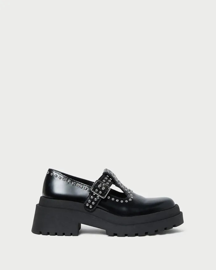 Women Flats and Loafers Loeffler Randall Verona BlackSilver Mary Jane
