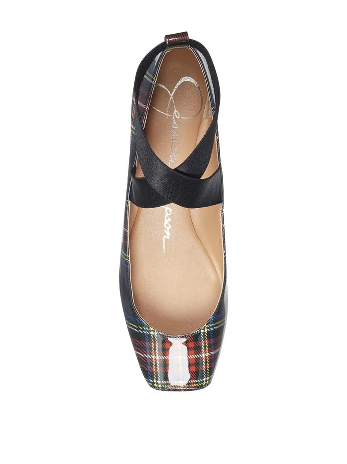 Women Flats Jessica Simpson Mandalaye Ballet Flat In Patent Plaid Patent Plaid