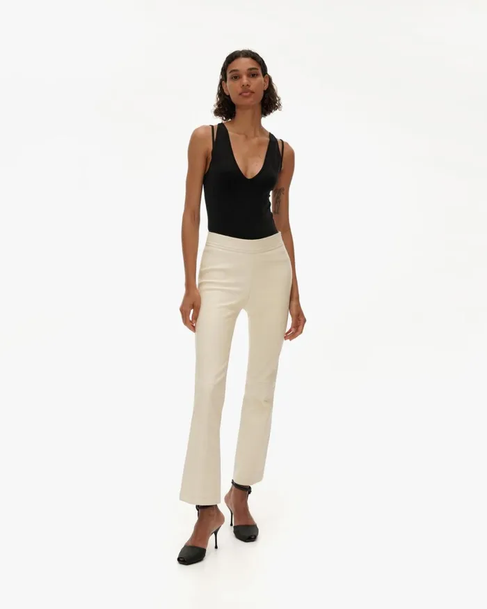Women Flr Leather Legging Winter White Helmut Lang Pants