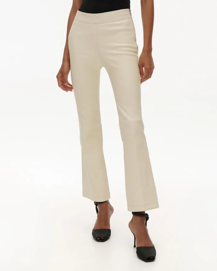 Women Flr Leather Legging Winter White Helmut Lang Pants