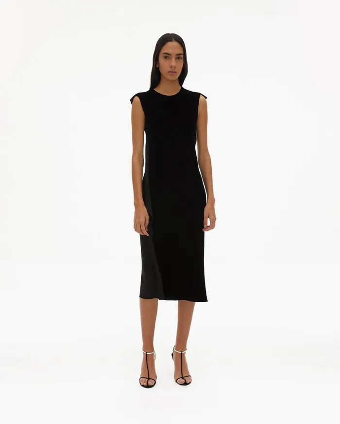 Women Front Velvet Shift Dress Black Helmut Lang Dresses