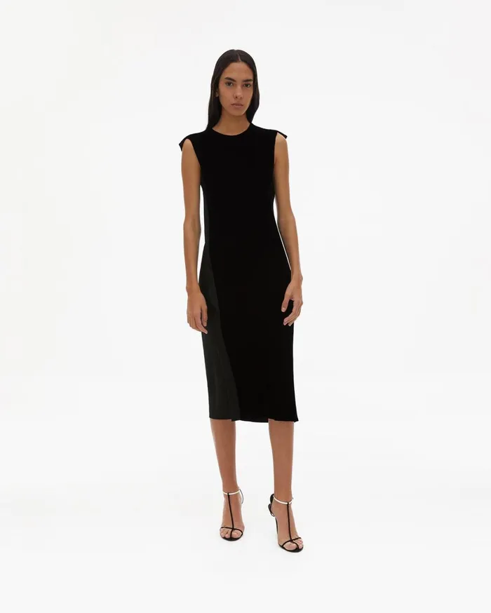 Women Front Velvet Shift Dress Black Helmut Lang Dresses