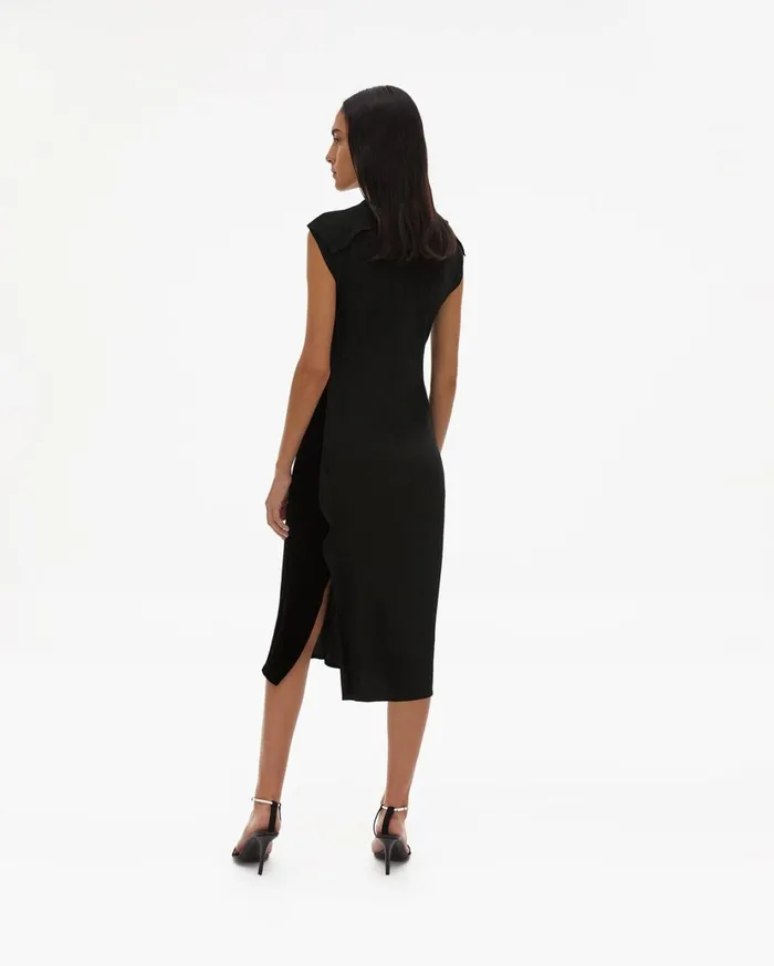 Women Front Velvet Shift Dress Black Helmut Lang Dresses