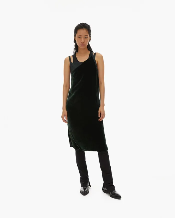 Women Front Velvet Slip Dress Forest Helmut Lang Dresses