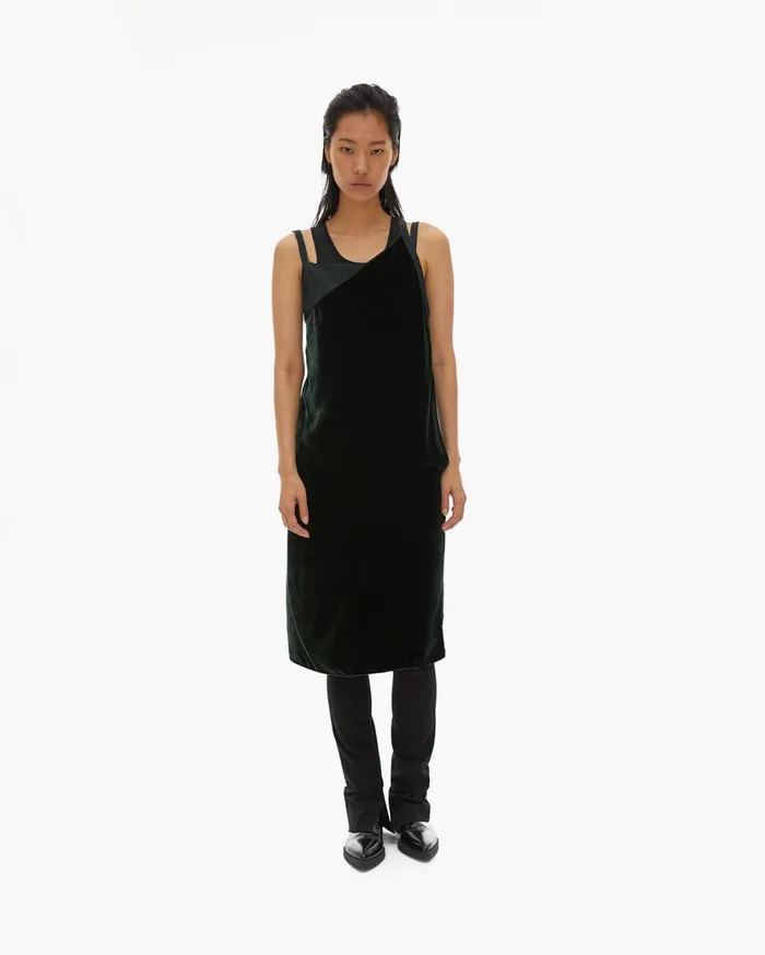 Women Front Velvet Slip Dress Forest Helmut Lang Dresses