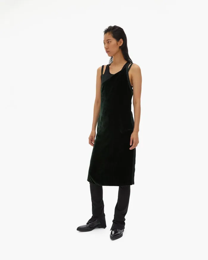 Women Front Velvet Slip Dress Forest Helmut Lang Dresses
