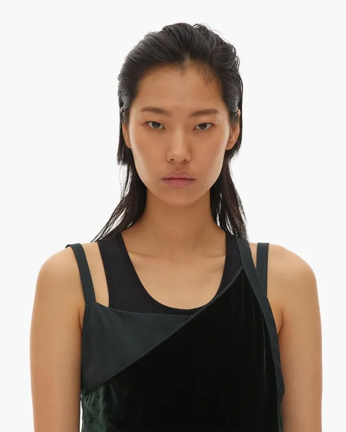 Women Front Velvet Slip Dress Forest Helmut Lang Dresses