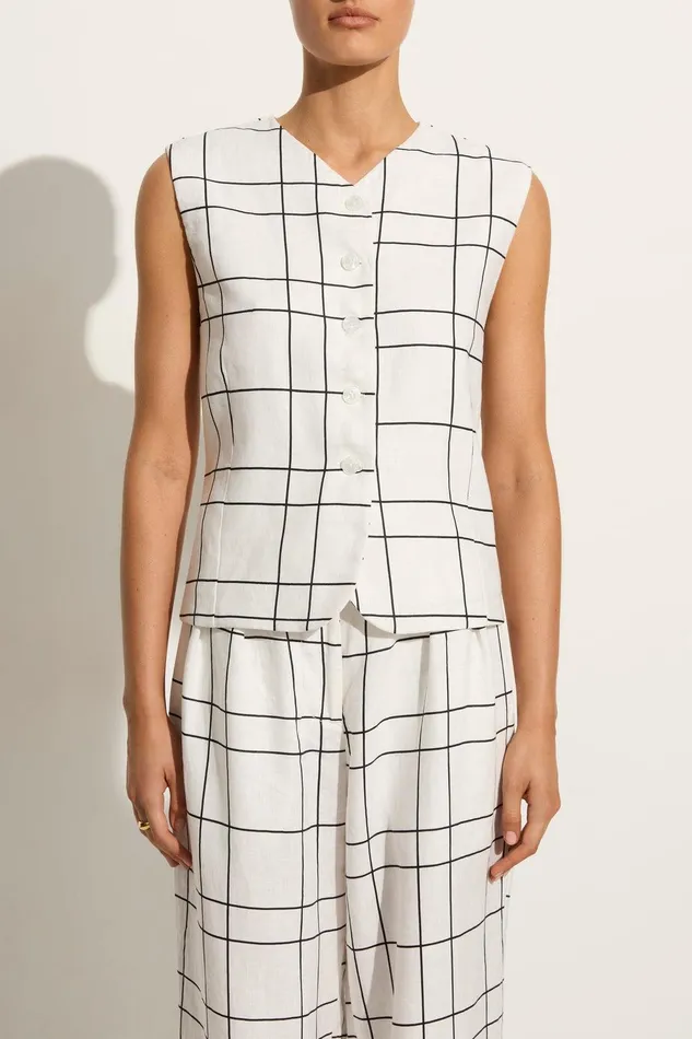 Women Genio Vest Letizia Check White Faithfull The Brand Tops
