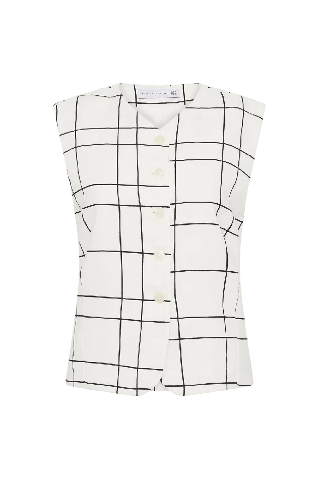 Women Genio Vest Letizia Check White Faithfull The Brand Tops Women Genio Vest Letizia Check White Faithfull The Brand Tops