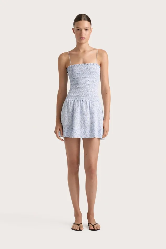 Women Geriba Mini Dress Leilani Mid Blue Faithfull The Brand Dresses