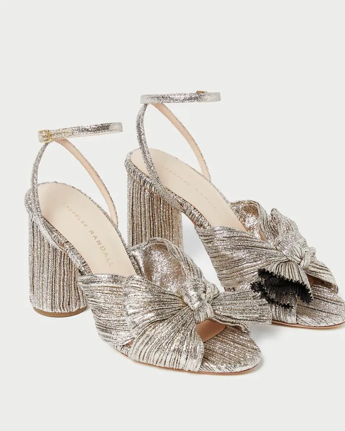 Women Heeled Sandals Loeffler Randall Camellia Champagne Pleated Bow Heel L Heeled Sandals L Footwear Women Heeled Sandals Loeffler Randall Camellia Champagne Pleated Bow Heel L Heeled Sandals L Footwear