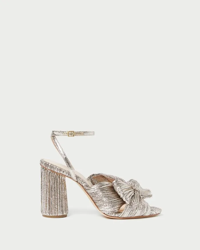 Women Heeled Sandals Loeffler Randall Camellia Champagne Pleated Bow Heel L Heeled Sandals L Footwear Women Heeled Sandals Loeffler Randall Camellia Champagne Pleated Bow Heel L Heeled Sandals L Footwear