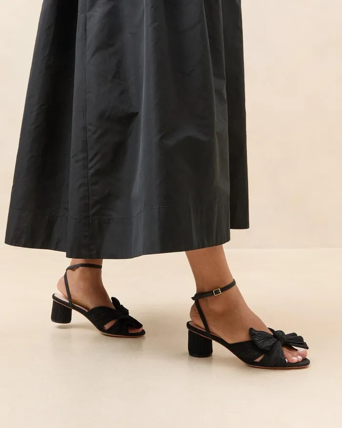 Women Heeled Sandals Loeffler Randall Dahlia Black Pleated Bow Heel I Heeled Sandals I Footwear Women Heeled Sandals Loeffler Randall Dahlia Black Pleated Bow Heel I Heeled Sandals I Footwear
