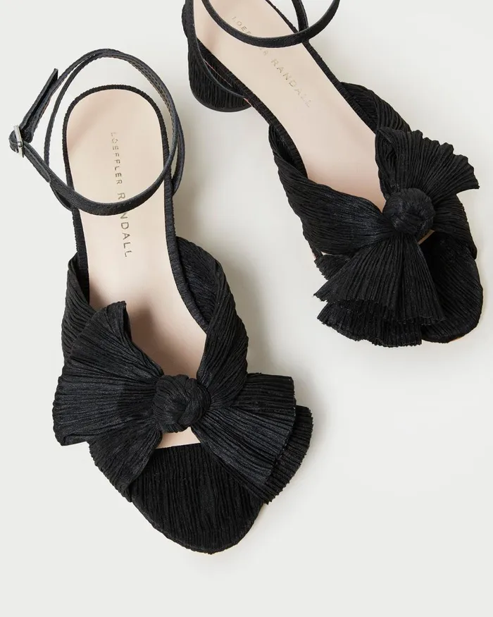 Women Heeled Sandals Loeffler Randall Dahlia Black Pleated Bow Heel I Heeled Sandals I Footwear Women Heeled Sandals Loeffler Randall Dahlia Black Pleated Bow Heel I Heeled Sandals I Footwear