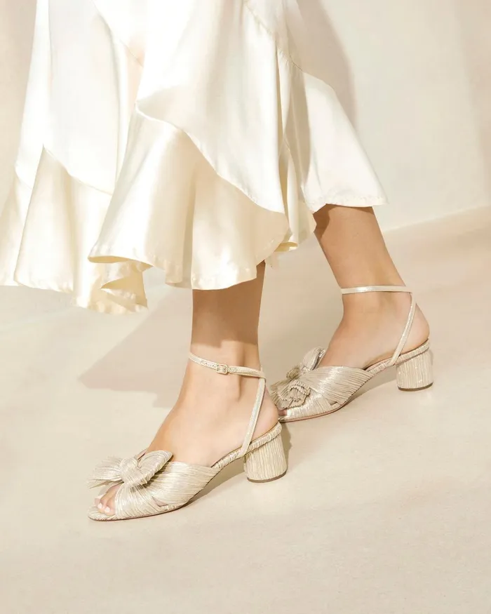 Women Heeled Sandals Loeffler Randall Dahlia Platinum Bow Heel Women Heeled Sandals Loeffler Randall Dahlia Platinum Bow Heel