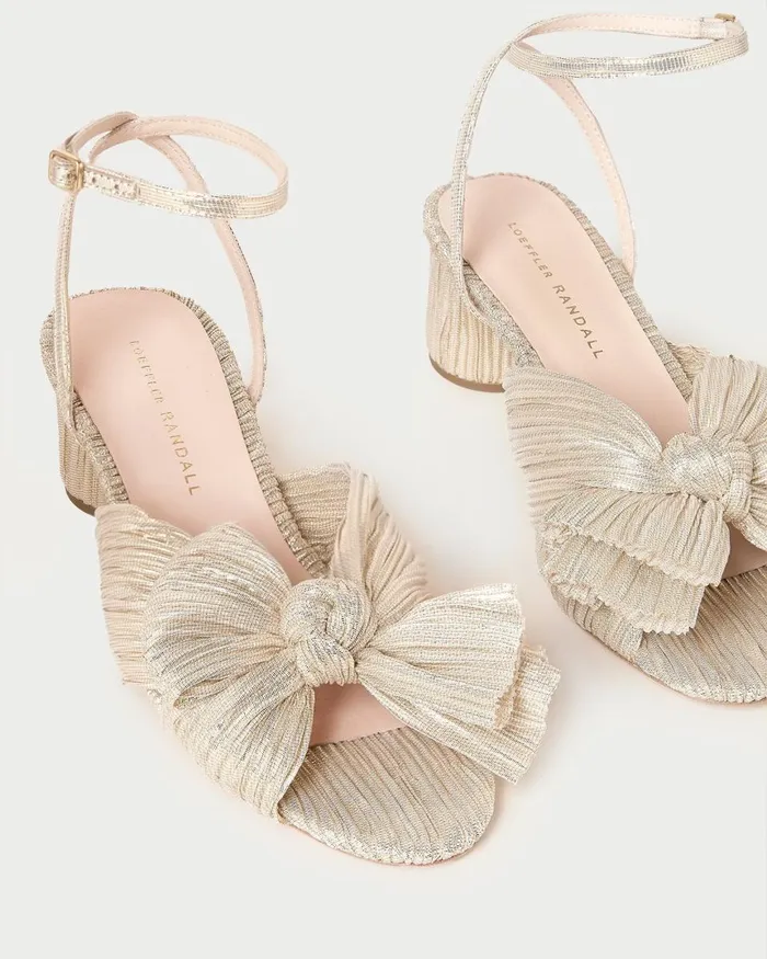 Women Heeled Sandals Loeffler Randall Dahlia Platinum Bow Heel Women Heeled Sandals Loeffler Randall Dahlia Platinum Bow Heel