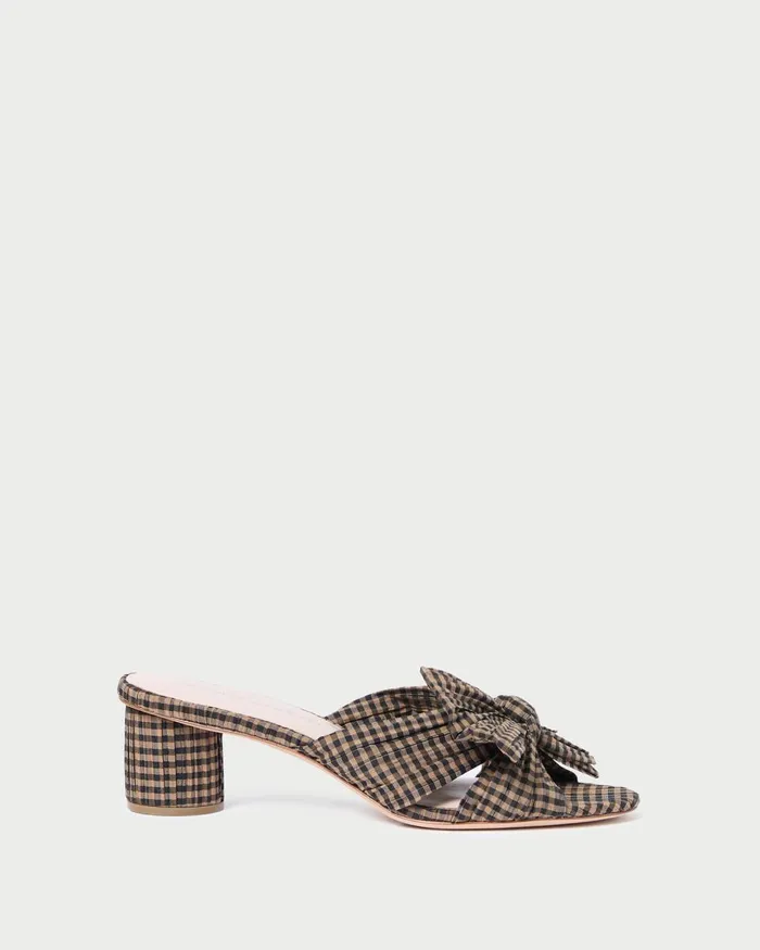 Women Heeled Sandals Loeffler Randall Emilia BrownBlack Check Bow Heel Women Heeled Sandals Loeffler Randall Emilia BrownBlack Check Bow Heel