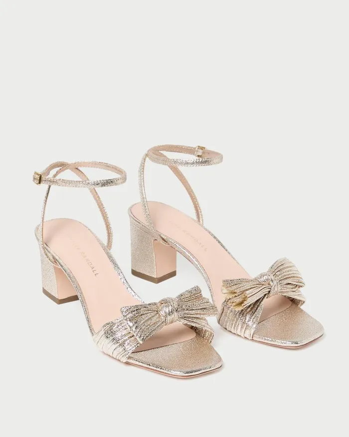Women Heeled Sandals Loeffler Randall Kimora Champagne Pleated Bow Heel I Heeled Sandals I Footwear Women Heeled Sandals Loeffler Randall Kimora Champagne Pleated Bow Heel I Heeled Sandals I Footwear
