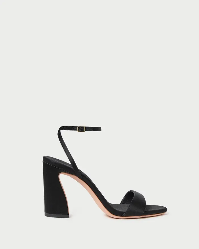 Women Heeled Sandals Loeffler Randall Malia Black Satin Heeled Sandal