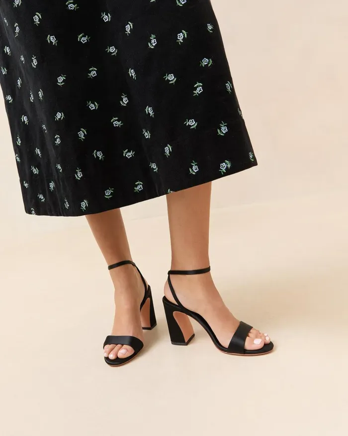 Women Heeled Sandals Loeffler Randall Malia Black Satin Heeled Sandal Women Heeled Sandals Loeffler Randall Malia Black Satin Heeled Sandal