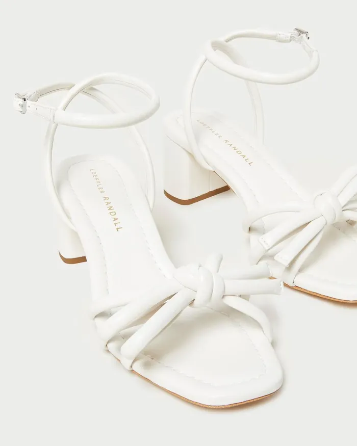 Women Heeled Sandals Loeffler Randall Mikel White Bow MidHeel Sandal I Heeled Sandals I Footwear