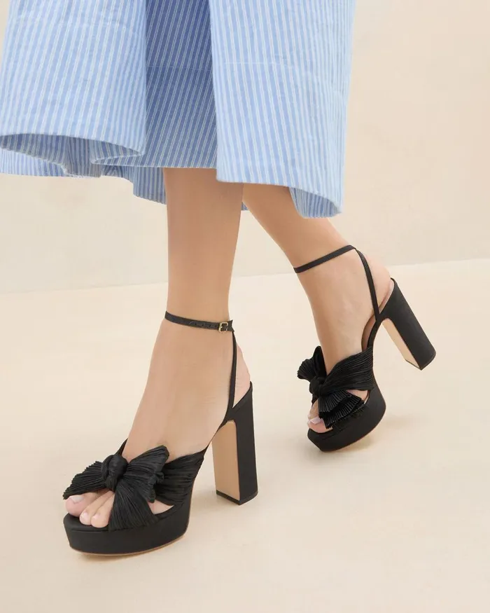 Women Heeled Sandals Loeffler Randall Natalia Black Platform Bow Heel Women Heeled Sandals Loeffler Randall Natalia Black Platform Bow Heel