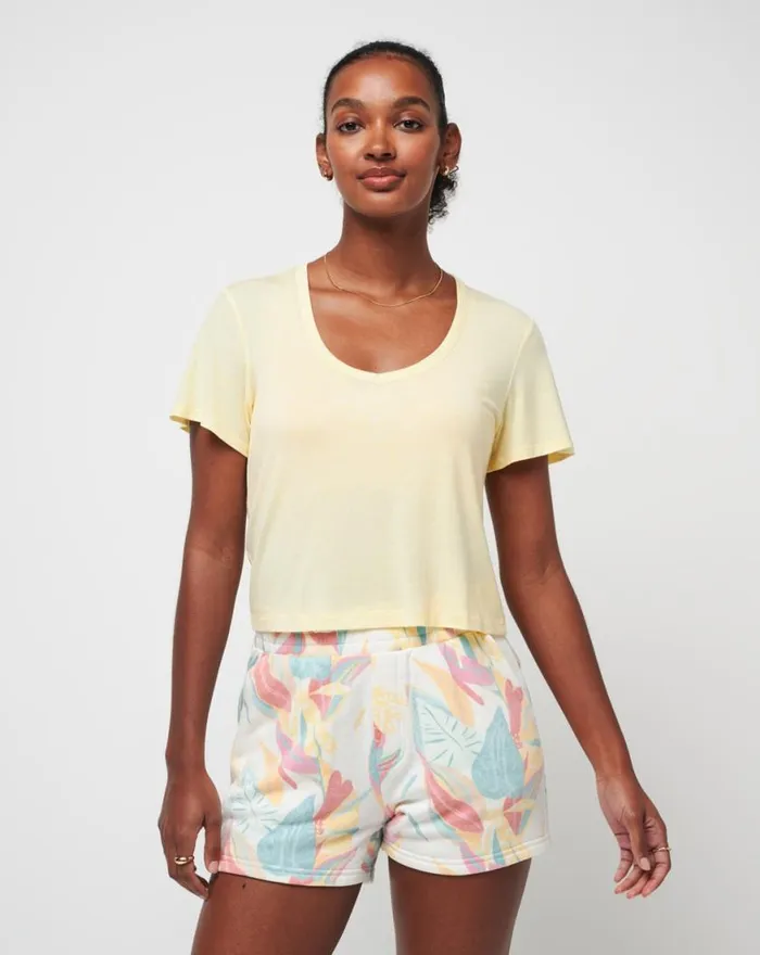 Women HERMOSA BEACH TISSUE TOP Heather Pale Banana TravisMathew Shirts and Tops