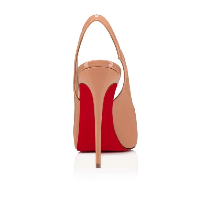 Women Hot Chick Sling Alta 120 Mm Pumps 8211 Patent Calf 8211 Nude Nude Christian Louboutin Platforms