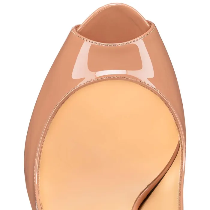 Women Hot Chick Sling Alta 120 Mm Pumps 8211 Patent Calf 8211 Nude Nude Christian Louboutin Platforms