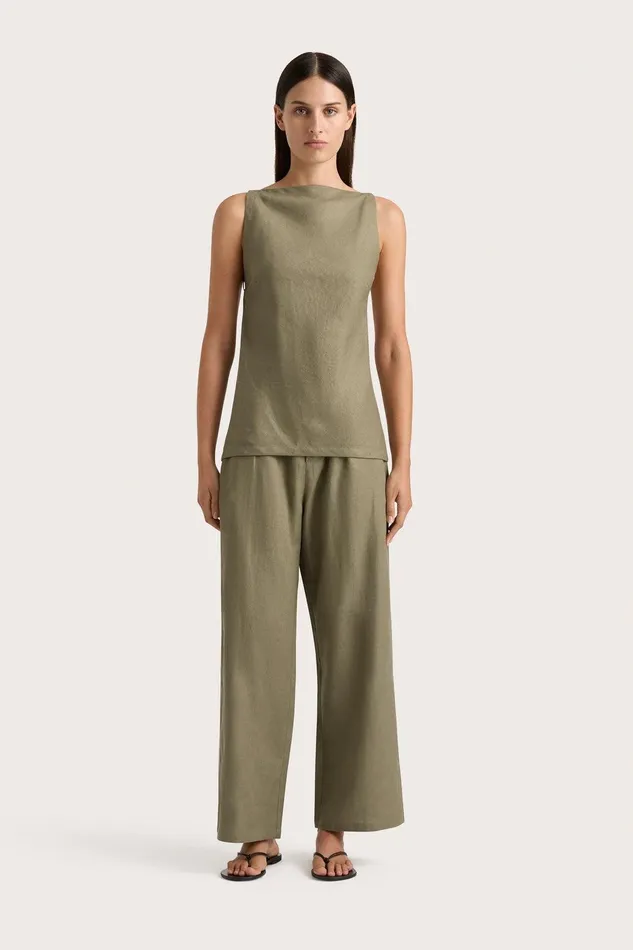 Women Ida Pant Khaki Faithfull The Brand Pants Women Ida Pant Khaki Faithfull The Brand Pants