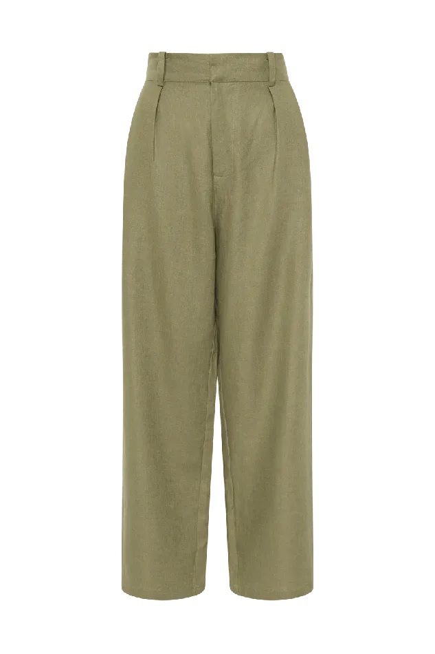 Women Ida Pant Khaki Faithfull The Brand Pants Women Ida Pant Khaki Faithfull The Brand Pants