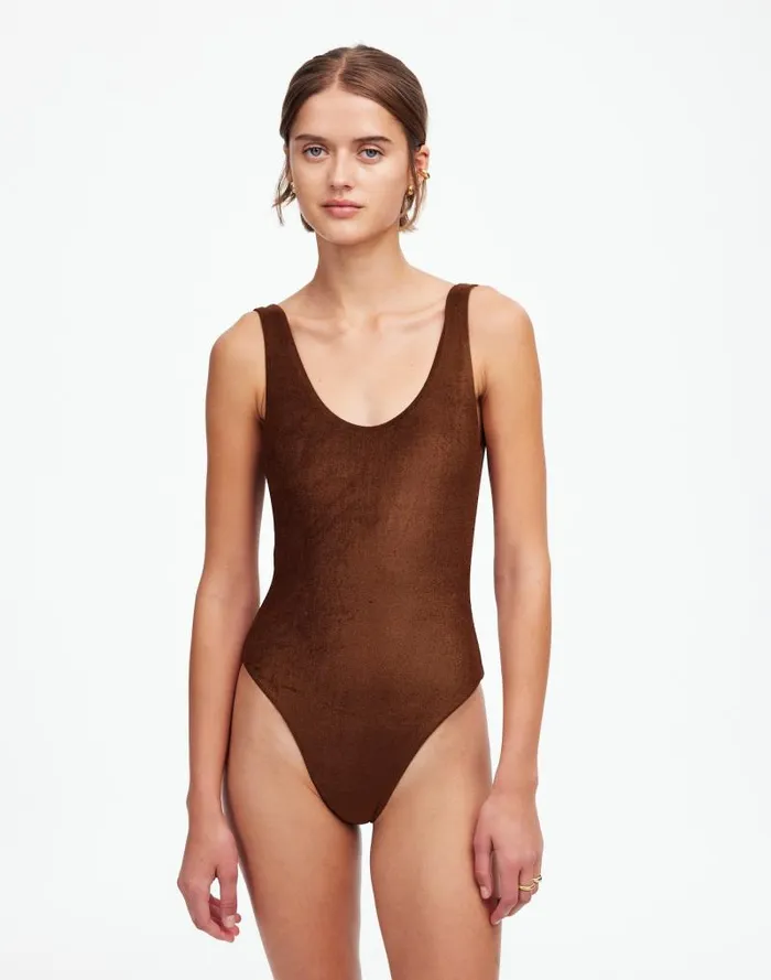 Women Jade Swim Evolve Contour OnePiece Swimsuit Espresso Madewell Swim