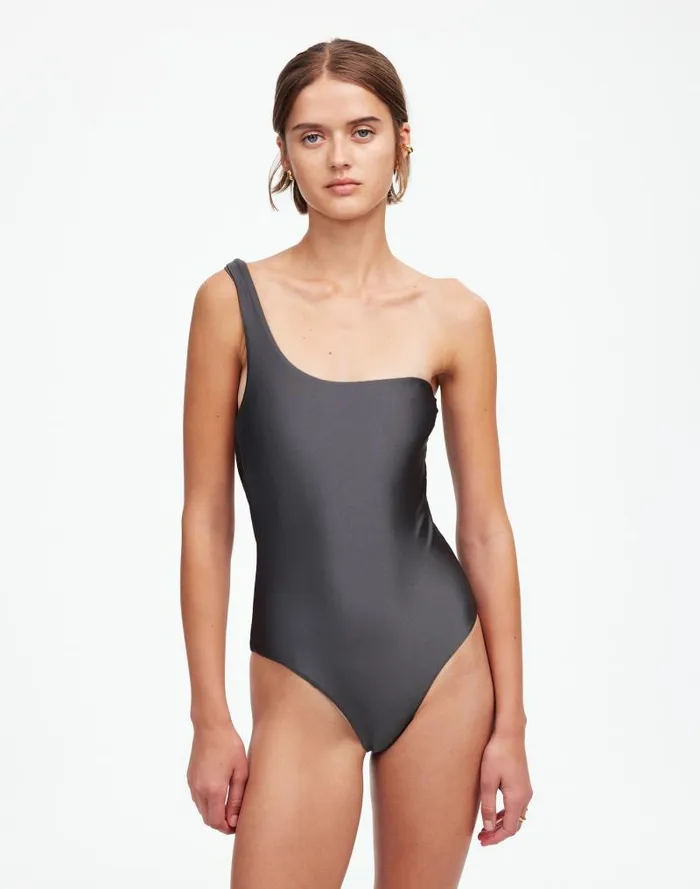 Women Jade Swim Evolve OnePiece Swimsuit Slate Sheen Madewell Swim