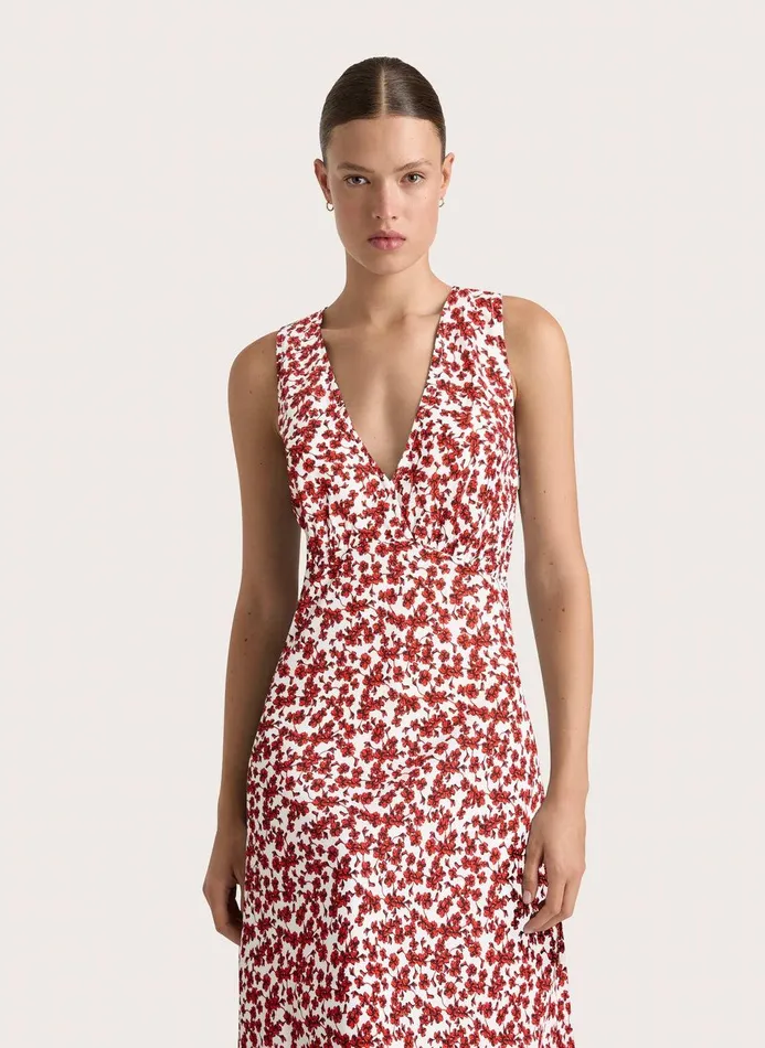 Women Jardin Midi Dress Leilani Red Faithfull The Brand Dresses Women Jardin Midi Dress Leilani Red Faithfull The Brand Dresses