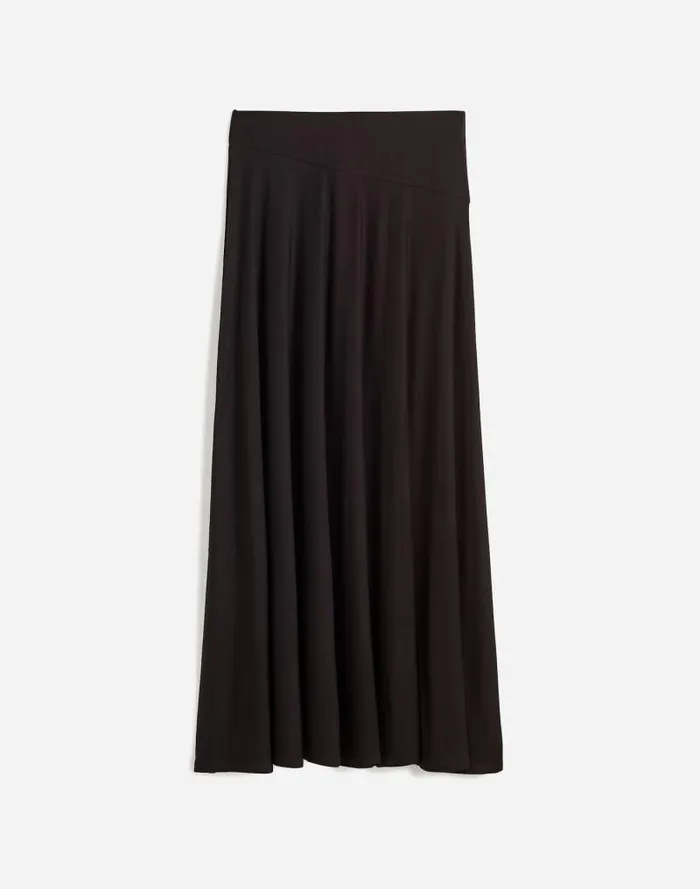 Women Jersey AsymmetricSeam Midi Skirt Jet Black Madewell Skirts