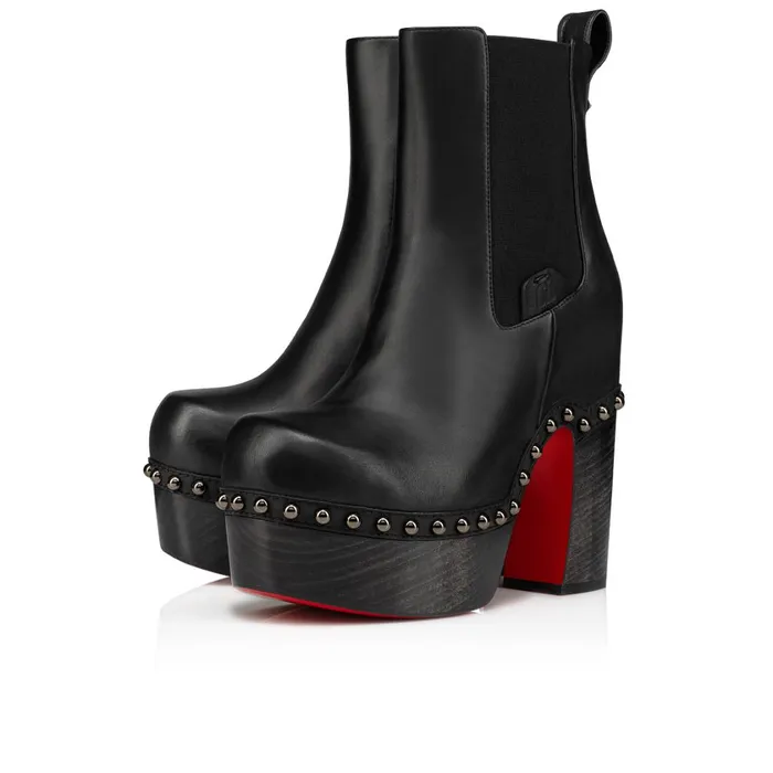 Women Joan Bootie 130 Mm Low Boots 8211 Calf Leather 8211 Black Black Christian Louboutin Platforms Women Joan Bootie 130 Mm Low Boots 8211 Calf Leather 8211 Black Black Christian Louboutin Platforms