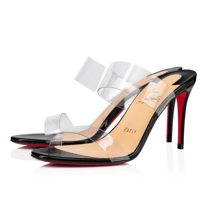 Women Just Nothing 85 Mm Sandals 8211 PVC And Patent Calf 8211 Black Black Christian Louboutin Mules Women Just Nothing 85 Mm Sandals 8211 PVC And Patent Calf 8211 Black Black Christian Louboutin Mules