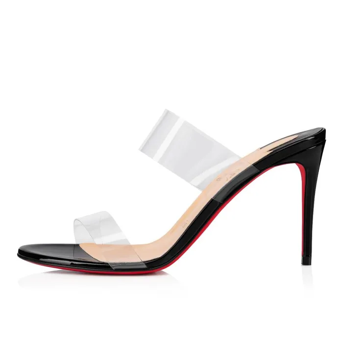 Women Just Nothing 85 Mm Sandals 8211 PVC And Patent Calf 8211 Black Black Christian Louboutin Mules