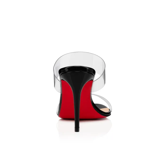 Women Just Nothing 85 Mm Sandals 8211 PVC And Patent Calf 8211 Black Black Christian Louboutin Mules