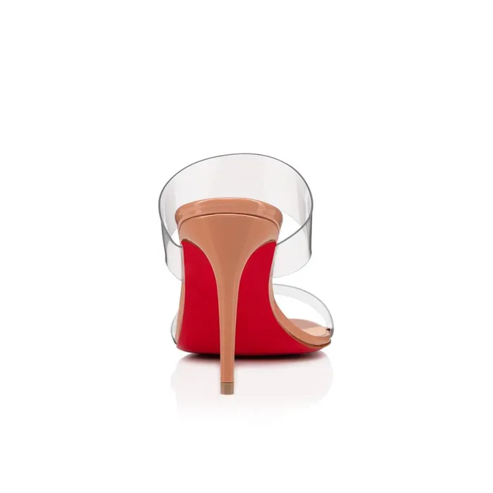 Women Just Nothing 85 Mm Sandals 8211 PVC And Patent Calf 8211 Nude Nude Christian Louboutin Mules