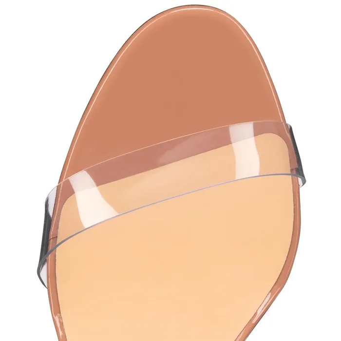 Women Just Nothing 85 Mm Sandals 8211 PVC And Patent Calf 8211 Nude Nude Christian Louboutin Mules