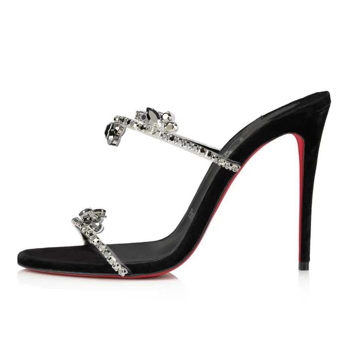 Women Just Queen 70 Mm Mules 8211 PVC And Veau Velours 8211 Black Black Christian Louboutin Mules