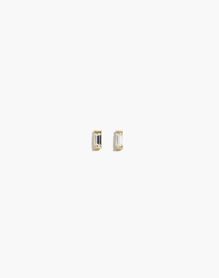 Women Katie Dean Jewelry 18k GoldPlated Crystal Baguette Stud Earrings Gold Madewell Jewelry
