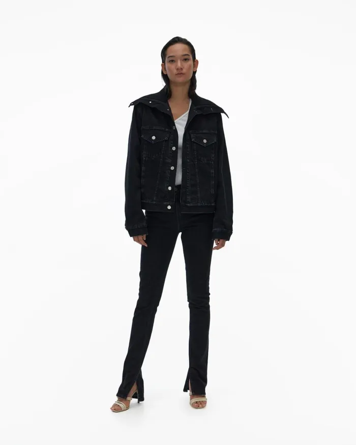Women Knit Collar Trucker Jackett Acc Black Stone Helmut Lang Jackets