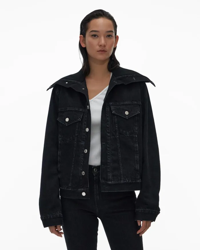 Women Knit Collar Trucker Jackett Acc Black Stone Helmut Lang Jackets