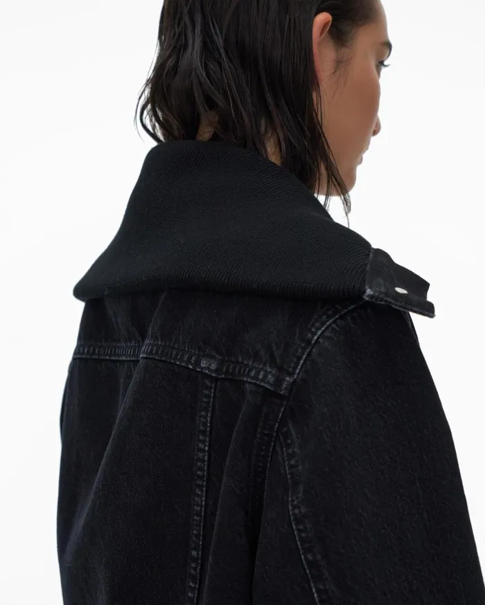 Women Knit Collar Trucker Jackett Acc Black Stone Helmut Lang Jackets