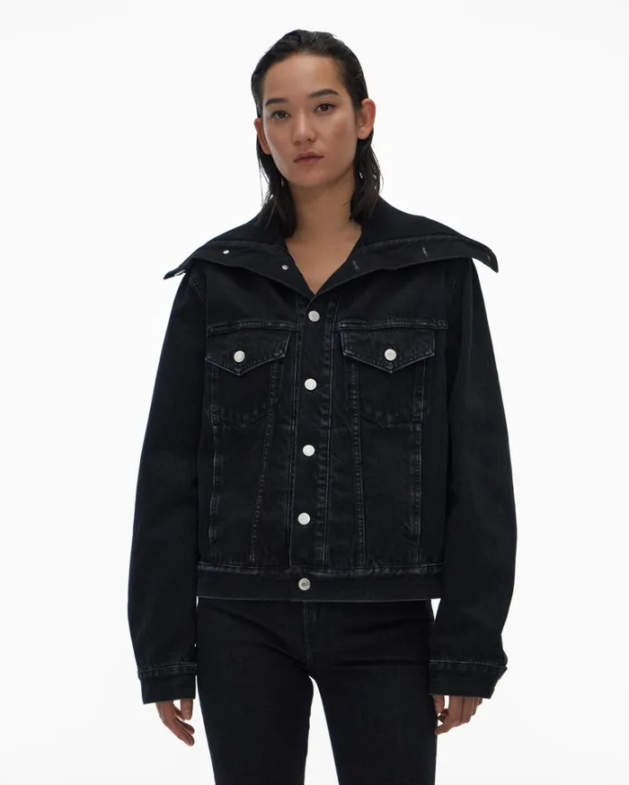 Women Knit Collar Trucker Jackett Acc Black Stone Helmut Lang Jackets