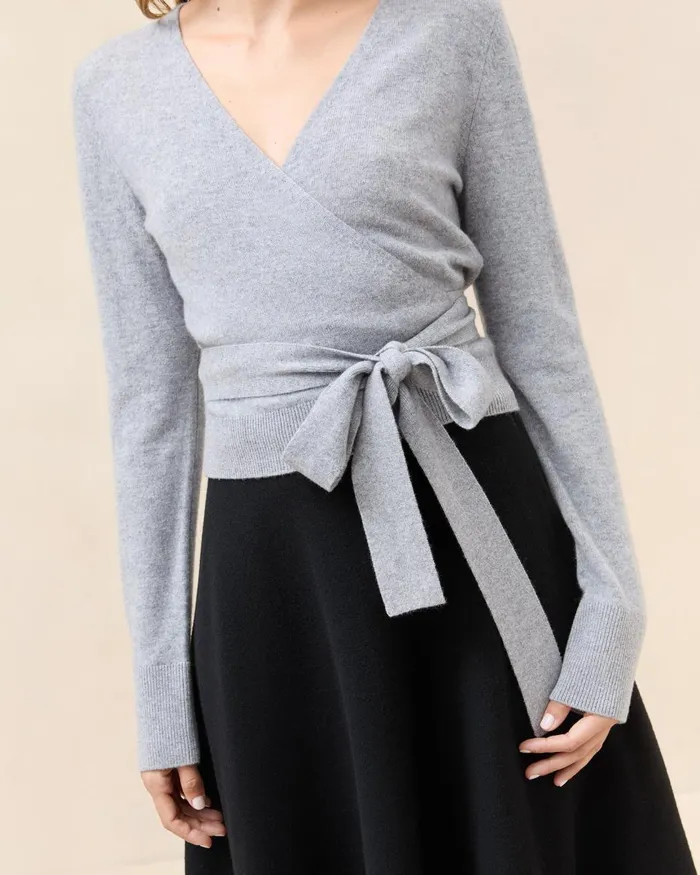 Women Knitwear Loeffler Randall Bonnie Grey Cashmere Wrap Cardigan Women Knitwear Loeffler Randall Bonnie Grey Cashmere Wrap Cardigan