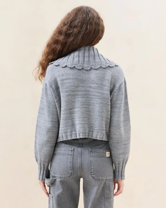 Women Knitwear Loeffler Randall Lo Grey Collared Cardigan L Sweaters and Knits L Apparel Women Knitwear Loeffler Randall Lo Grey Collared Cardigan L Sweaters and Knits L Apparel